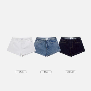 Paloy - PL6351 Darling Denim Shorts กางเกงยีนส์ขาสั้นเอวต่ำ ปั๊มนูนหัวใจ (Known By Heart)