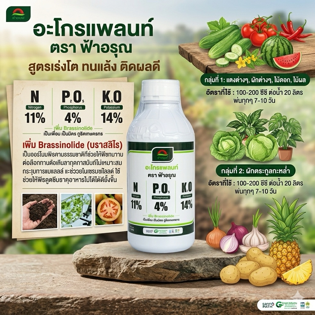 อะโกรธแพลนท์ ตราฟ้าอรุณ เร่งโตไว ใบเขียวเข้ม ติดผลดี