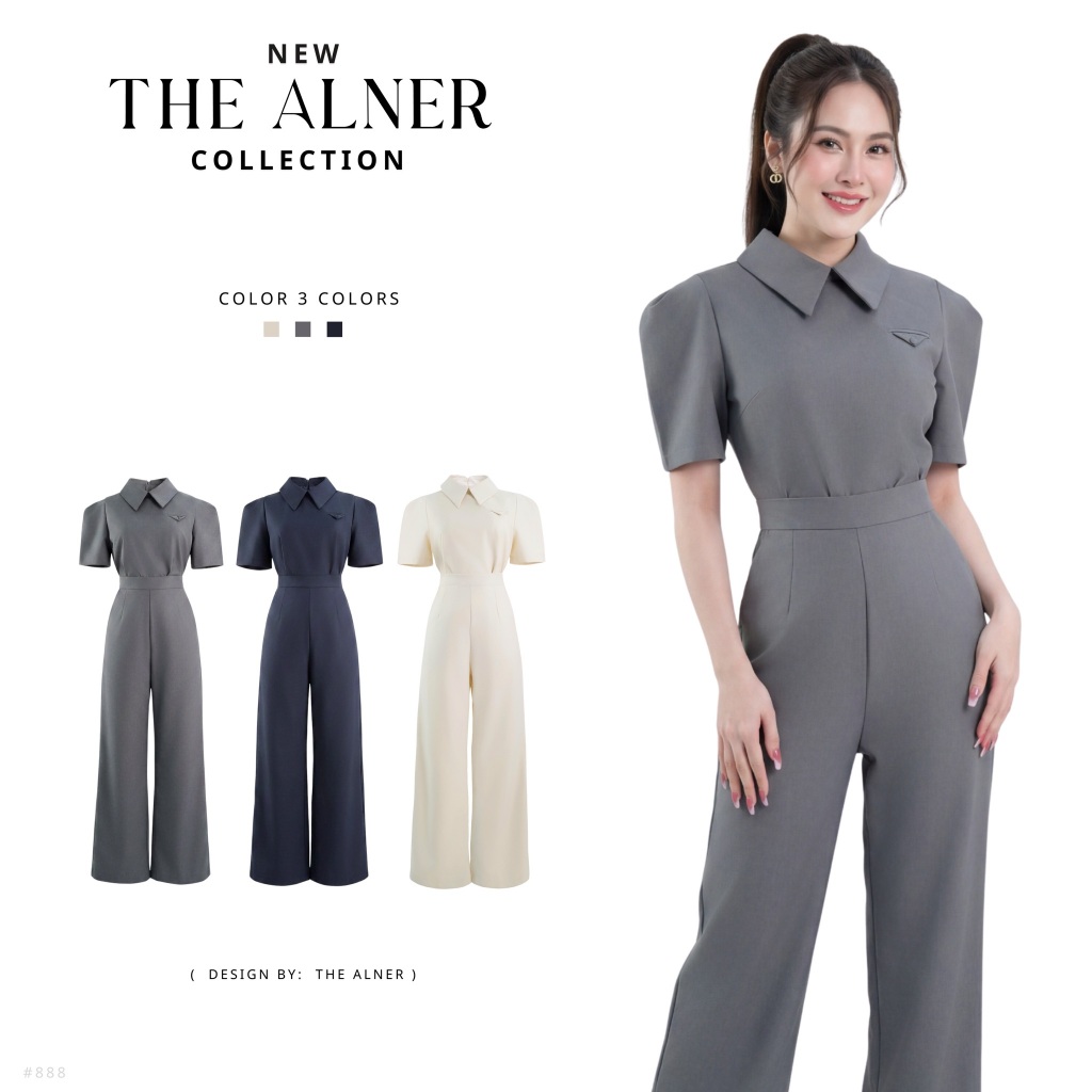 Thealner-AN888 (เซตเสื้อคอปกแหลมกางเกงขายาว)