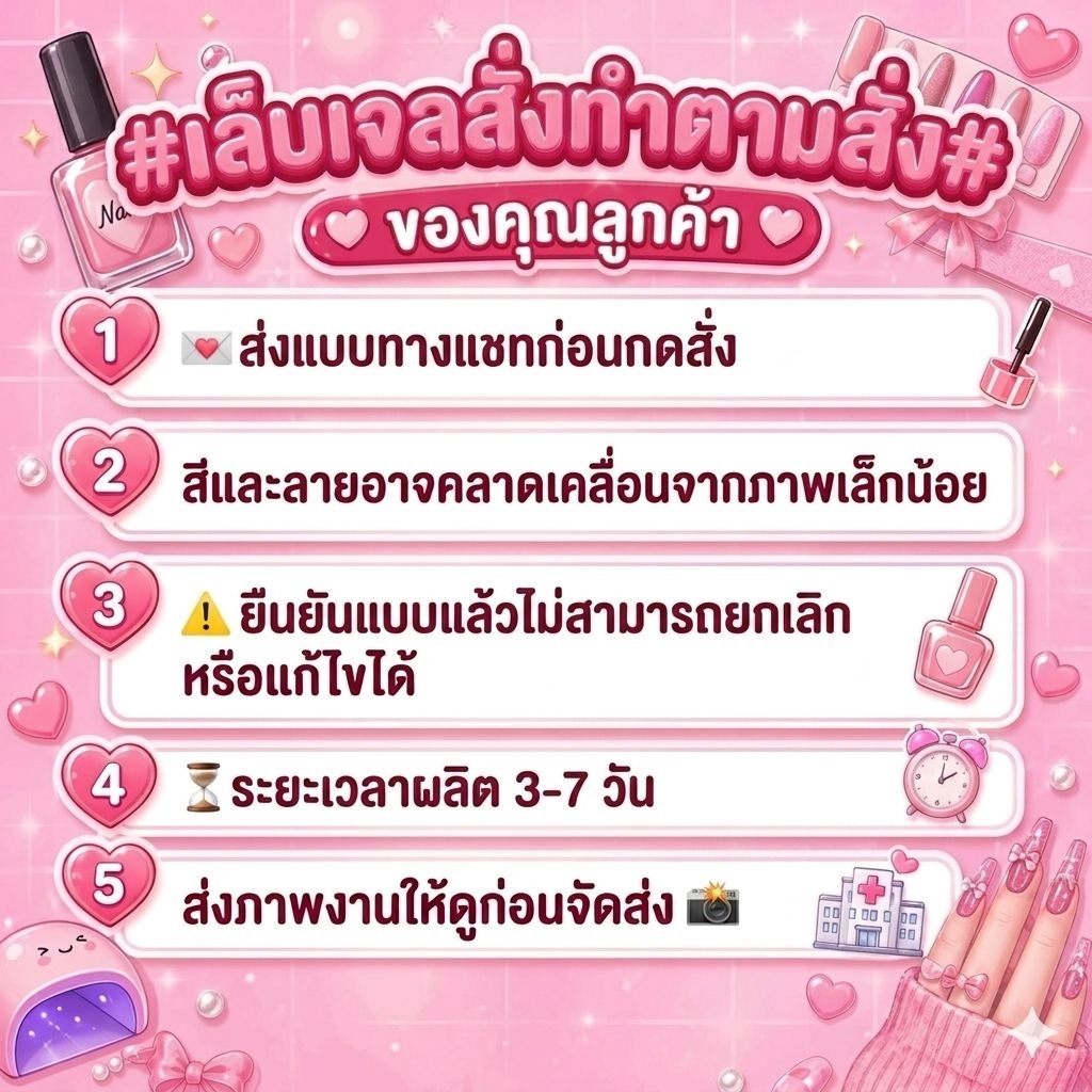 เล็บปลอมเจลแท้ งานส่งทำตามเรฟ ฟรีกาวตะไบ