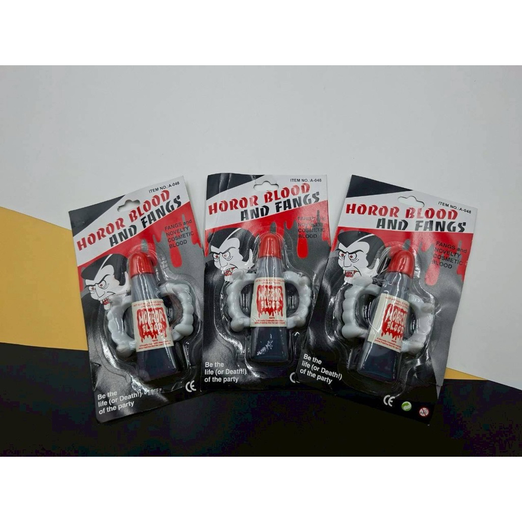 (ยกโหล 12 แผง) No.1770 ของเล่น เลือดปลอมพร้อมฟันปลอม ของฮาโลวีน ได้ทั้งหมด 12 แผง