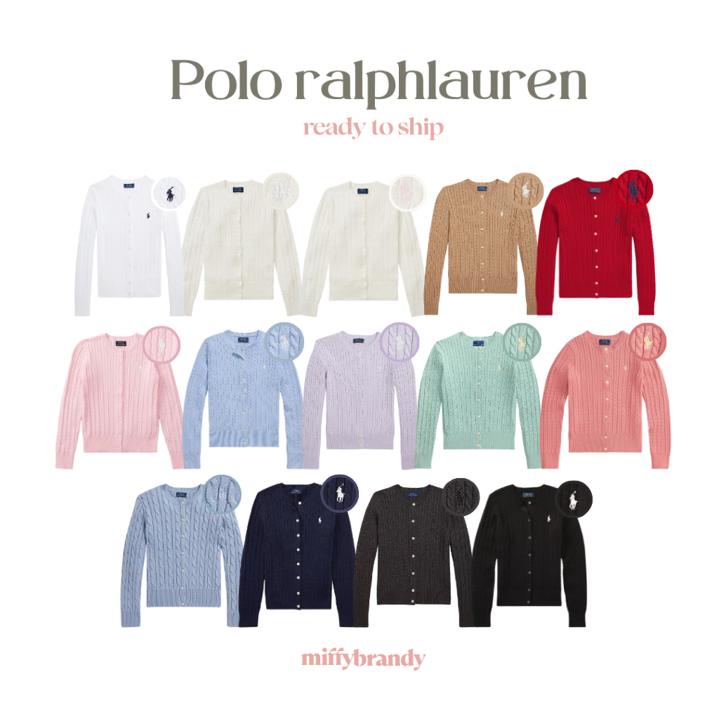 มีสีใหม่✨คาร์ดิแกน polo ralphlauren | mini-cable cotton cardigan | ของแท้ 100% 🇺🇸