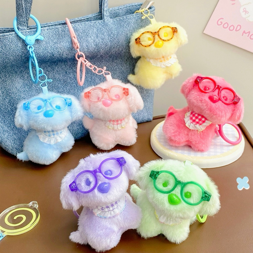 [พร้อมส่ง] พวงกุญแจตุ๊กตาน้องหมา ดีเทลคือดีย์ไม่ไหวน้องมาพร้อมแว่นตาสุดเก๋และผ้าพันคอลูกไม้น่ารัก 🐶💖