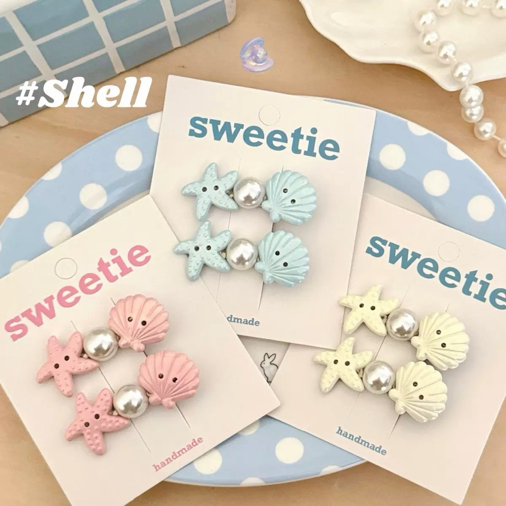 Cute 506 กิ๊บติดผม กิ๊บหนีบผมหอยเชลล์สีหวาน 2 ชิ้น/แพ็ค