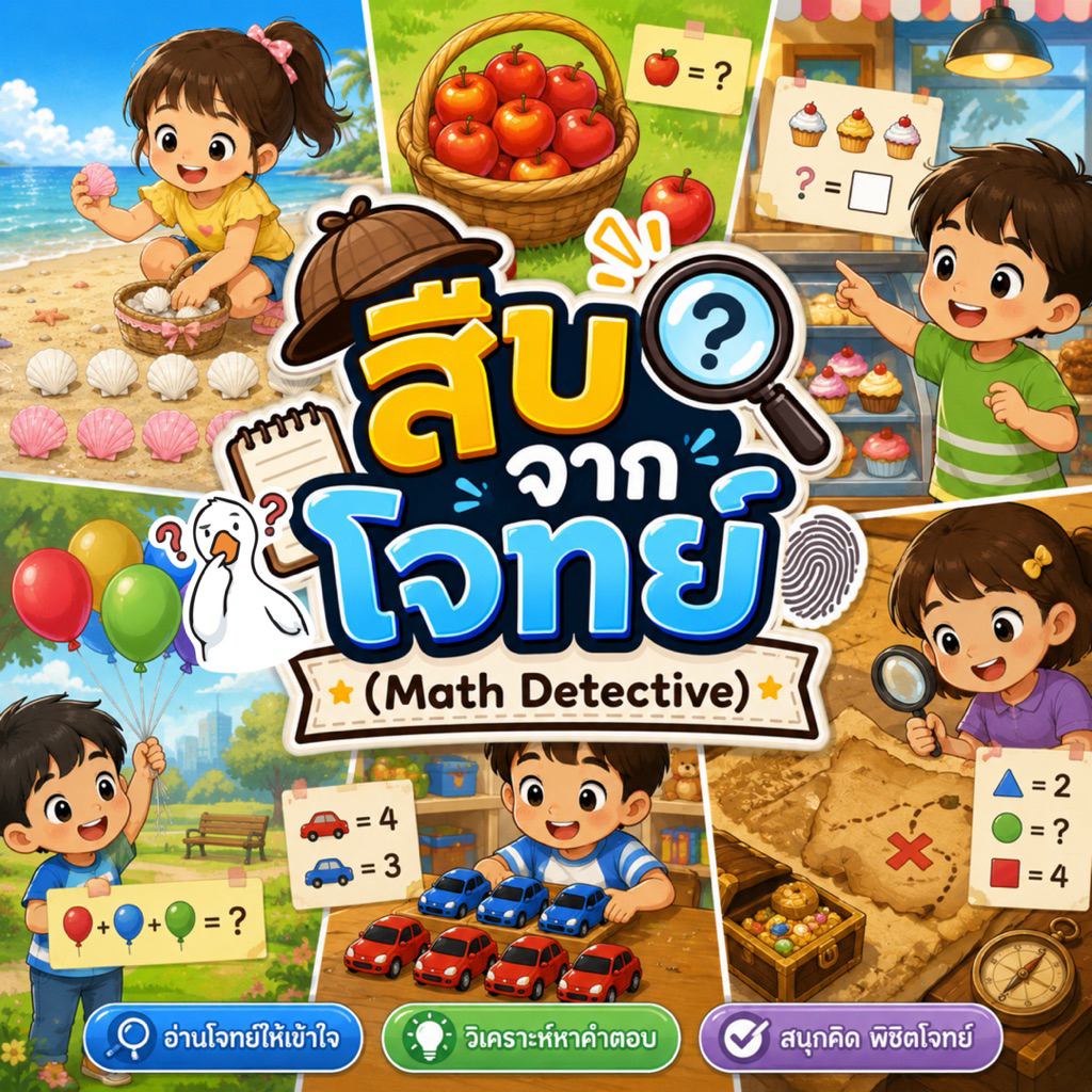ใหม่ พร้อมส่ง 🔥 การ์ดฝึกทักษะคณิตฯ “สืบจากโจทย์”