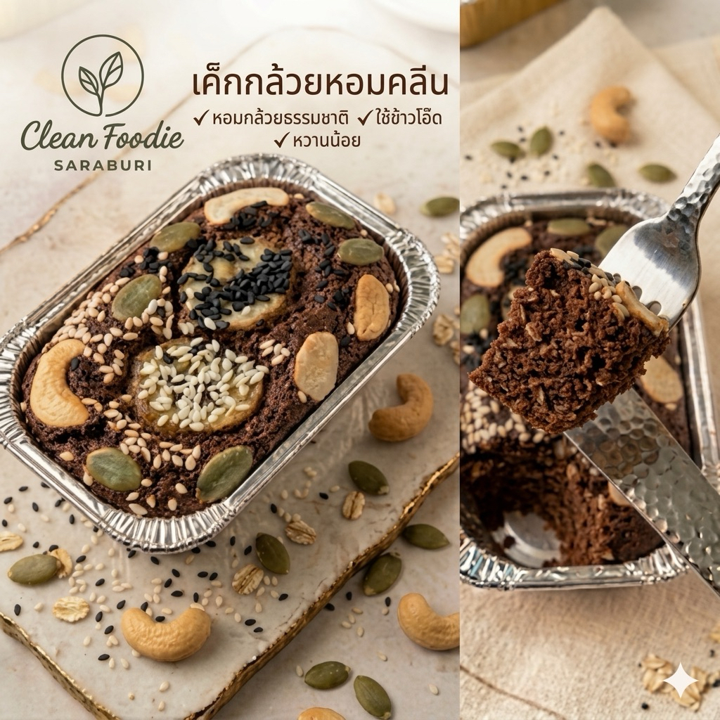 เค้กกล้วยหอมช็อกโกแลต ดาร์คช็อกเข้มข้น เค้กกล้วยหอมโอ๊ต healthy banana oat cake