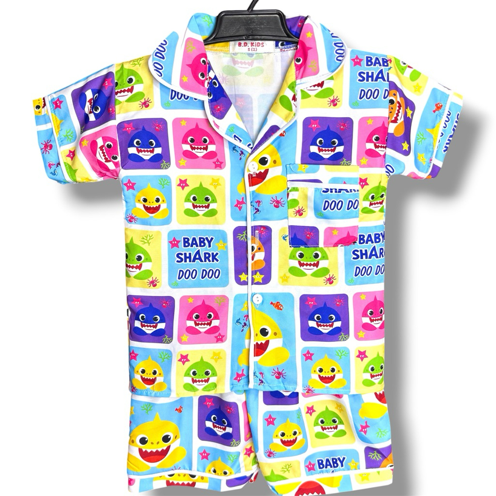 ชุดนอนเด็กแขนสั้น_ขาสั้น ไซส์ S-2XL (ผ้าคอตตอลผสมไหมอีตาลี)