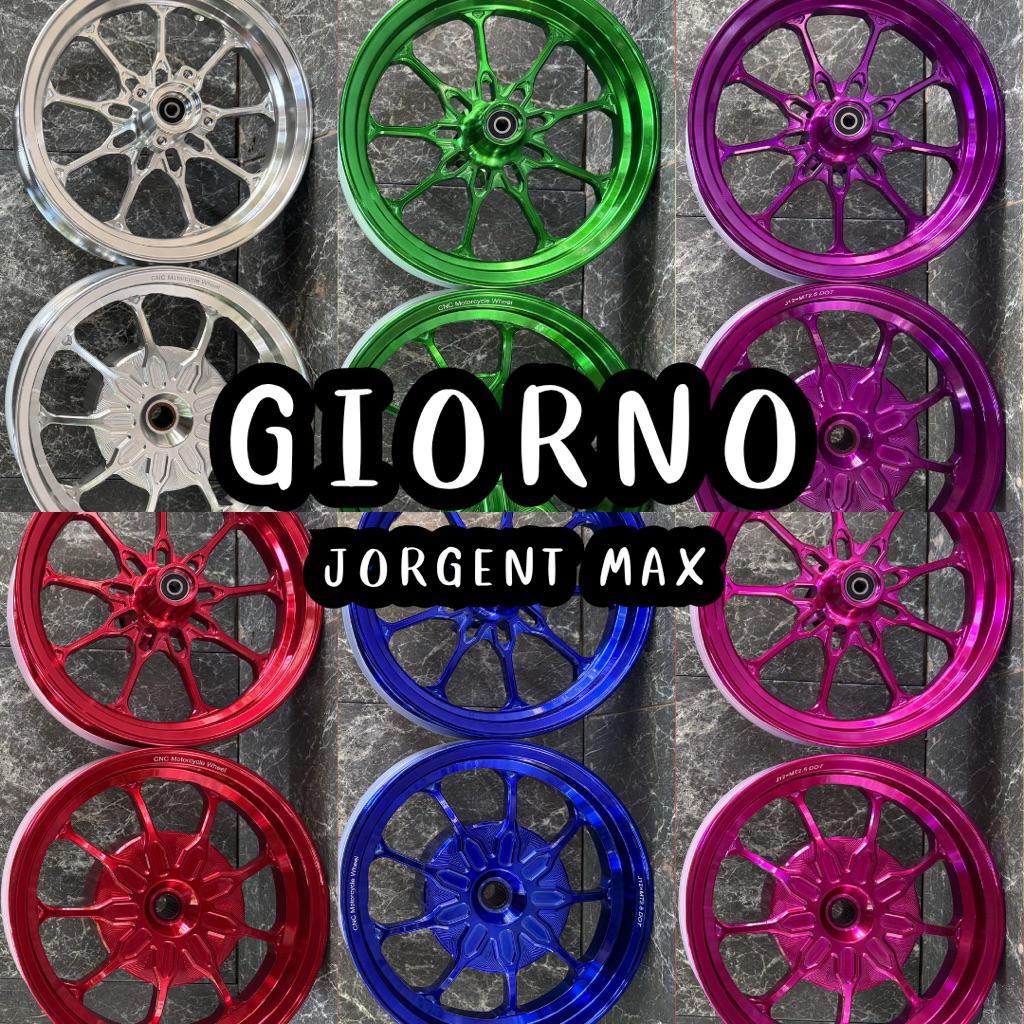 ล้อแม็ก CNC จีออโน่พลัส จีออโน125 GironoPlus Giorno125 ตรงรุ่นพร้อมใส่ ดุมหลังปิดเต็ม สวยตรงปก หน้า 2.15/12 หลัง 2.50/12