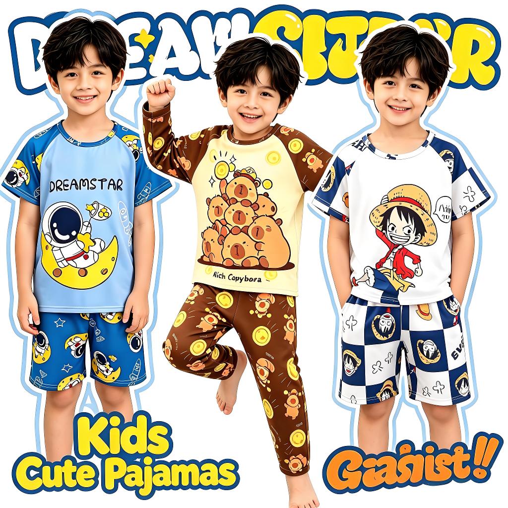Eid Mubarak Outfit Kid Short Sleeve Round-Neck Pajama Fahion-forward Dinoaur Boy or Girl' Nightie for 11 - 12