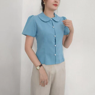 คอบัวแขนสั้น ผ้าฝ้ายชินมัย ใส่ได้ทุกรูปแบบ