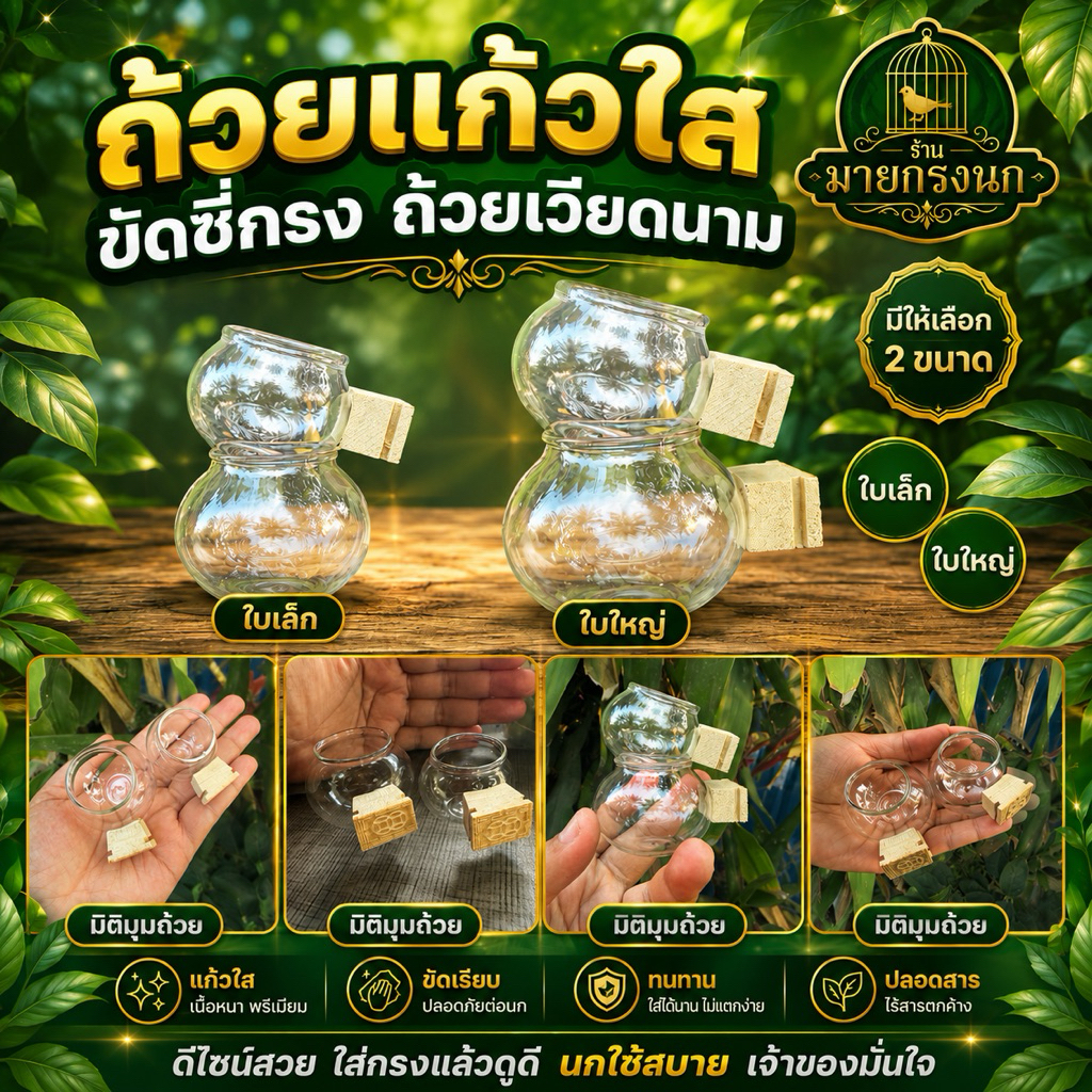ถ้วยแก้วใสขัดซี่กรง ถ้วยเวียดนาม (มี 2 ขนาด)