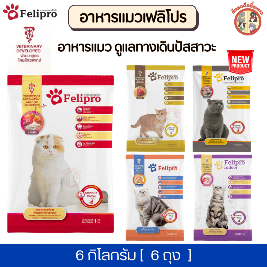 [6Kg] Felipro เฟลิโปร อาหารแมว ดูแลทางเดินปัสสาวะ  [ถุงแบ่ง] จากบริษัท ครบสูตร ขนาด 1 กิโลกรัม