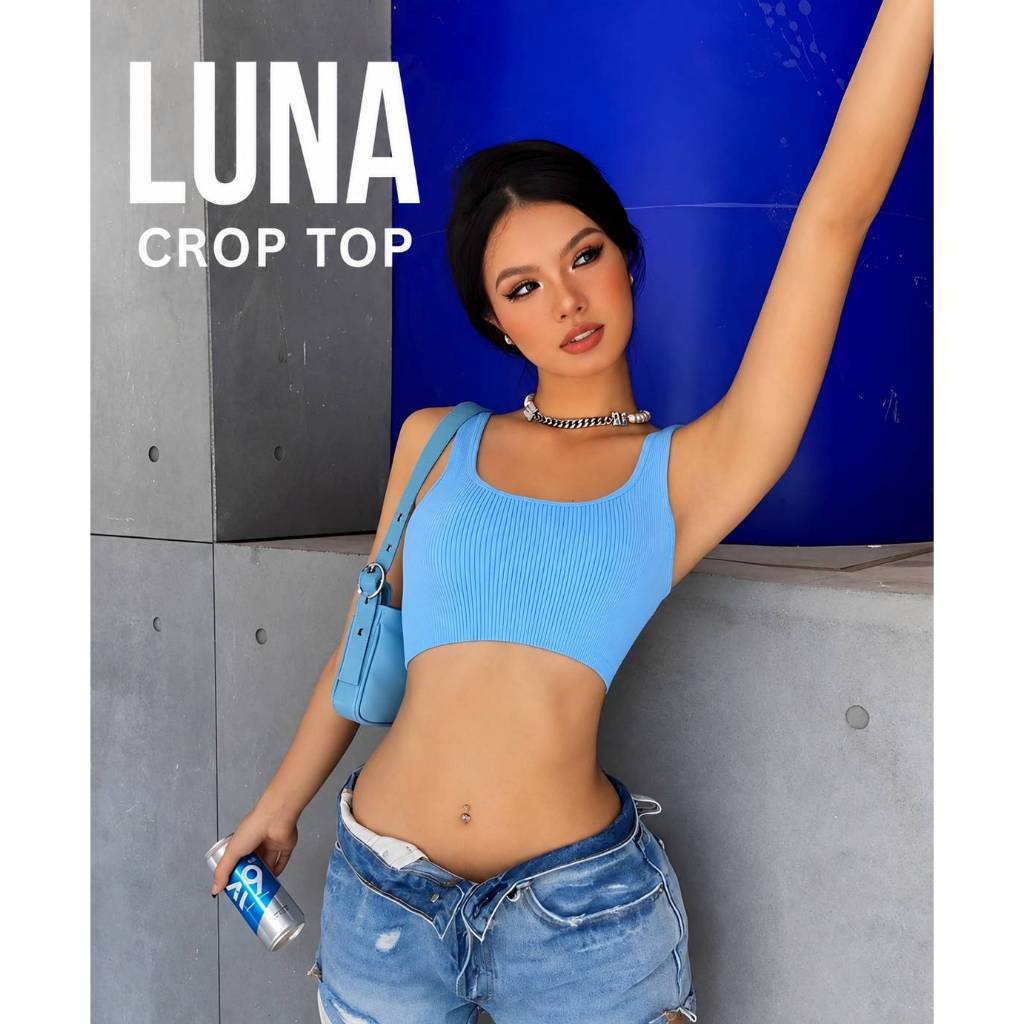 LUNA Crop Top  เสื้อครอป ทรงสวย เข้ารูป ใส่ง่าย ยืดหยุ่น ใส่สบาย ไม่อึดอัด