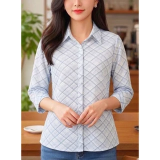 เสื้อคุณผู้หญิงแขนสามส่วน ผ้าชีฟองเกาหลีเนื้อนิ่มเนียน โทนสีสวยใส่สบายมาก#พร้อมส่ง#ลายดอก#ราคาพิเศษ#เชิ้ตผู้ใหญ่