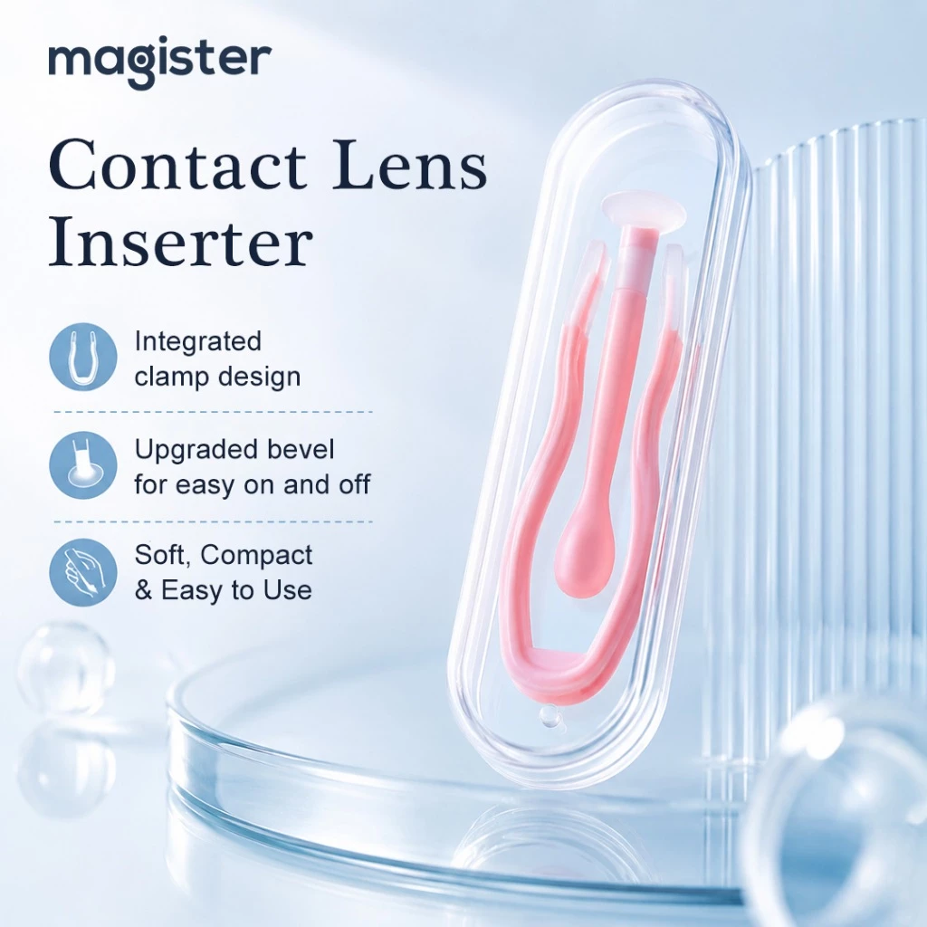 Magister & Realcon คีบคอนแทคเลนส์ แบบนิ่ม รูปตัว สําหรับถอดคอนแทคเลนส์ Pink