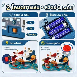 Beige รางรถแข่ง รางรถของเล่น รถราง รถรางไฟฟ้า ของเล่นเด็กผู้ชาย รถรางไดโนเสาร์ ชุดรางรถไฟขนาดใหญ่