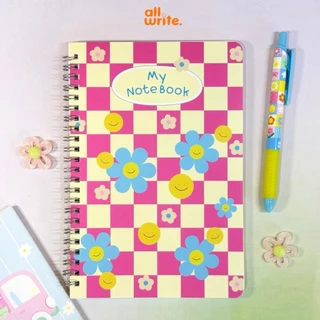 สมุดโน้ตริมลวด ขนาด A5 ปกลายดอกไม้ Allwrite