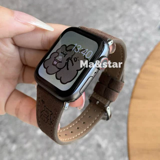 หนังขอบเล็ก สำหรับ watch11 10 9 8 se 7 6 ขนาด 40/41/42/44/45/46มม สายนาฬิกา smart watch หนัง สายแอปเปิ้ลวอช ปั้ม kitty