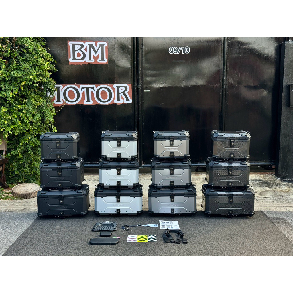 BM MOTOR กล่องท้ายรถมอเตอร์ไซค์ ขนาด 45,55,65 ลาย New!! X2 ปี 2025 (ตัวใหม่)