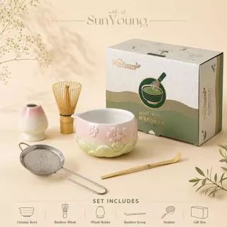 🍵ชุดชงมัทฉะ 5 ชิ้น กล่องหรู chawan matcha set bowl งานคราฟต์ระดับมาสเตอร์ จากญ✨ ถ้วยชงมัทฉะ ถ้วยชงชาเขียว แปรงชงชา