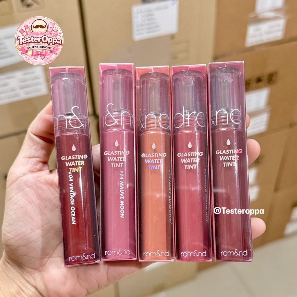 ROM&ND GLASTING WATER TINT 4g — ลิปทินต์เนื้อกลอสฉ่ำวาว ปากใสอมชมพูแบบสาวเกาหลี 🇰🇷