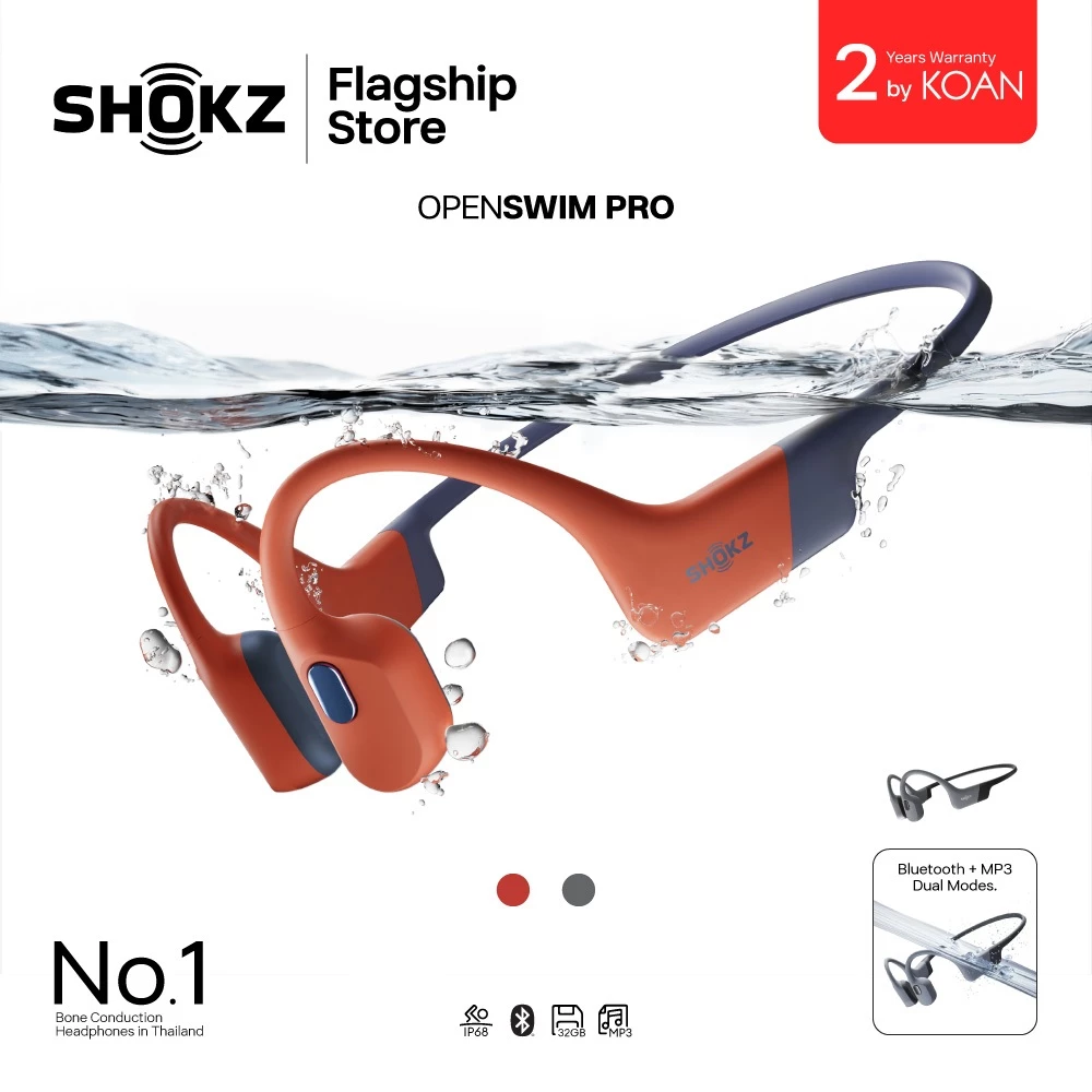 Shokz OPENSWIM PRO หูฟังบูลทูธและ MP3 สามารถใส่ว่ายน้ำได้