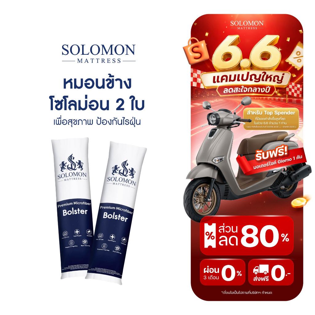 SOLOMON หมอนข้างใยโพลีเอสเตอร์ 2 ใบ