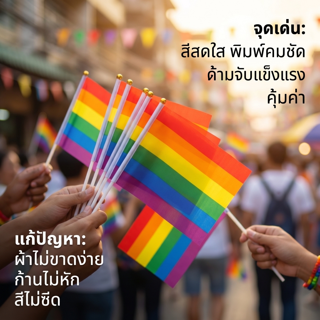 ธงเรนโบว์มือ ธงPride ธงLGBT ธงเดือนPride ธงเรนโบว์Pride ธงเรนโบว์ขนาด21x14cm ชุดธงPride 5ใบ