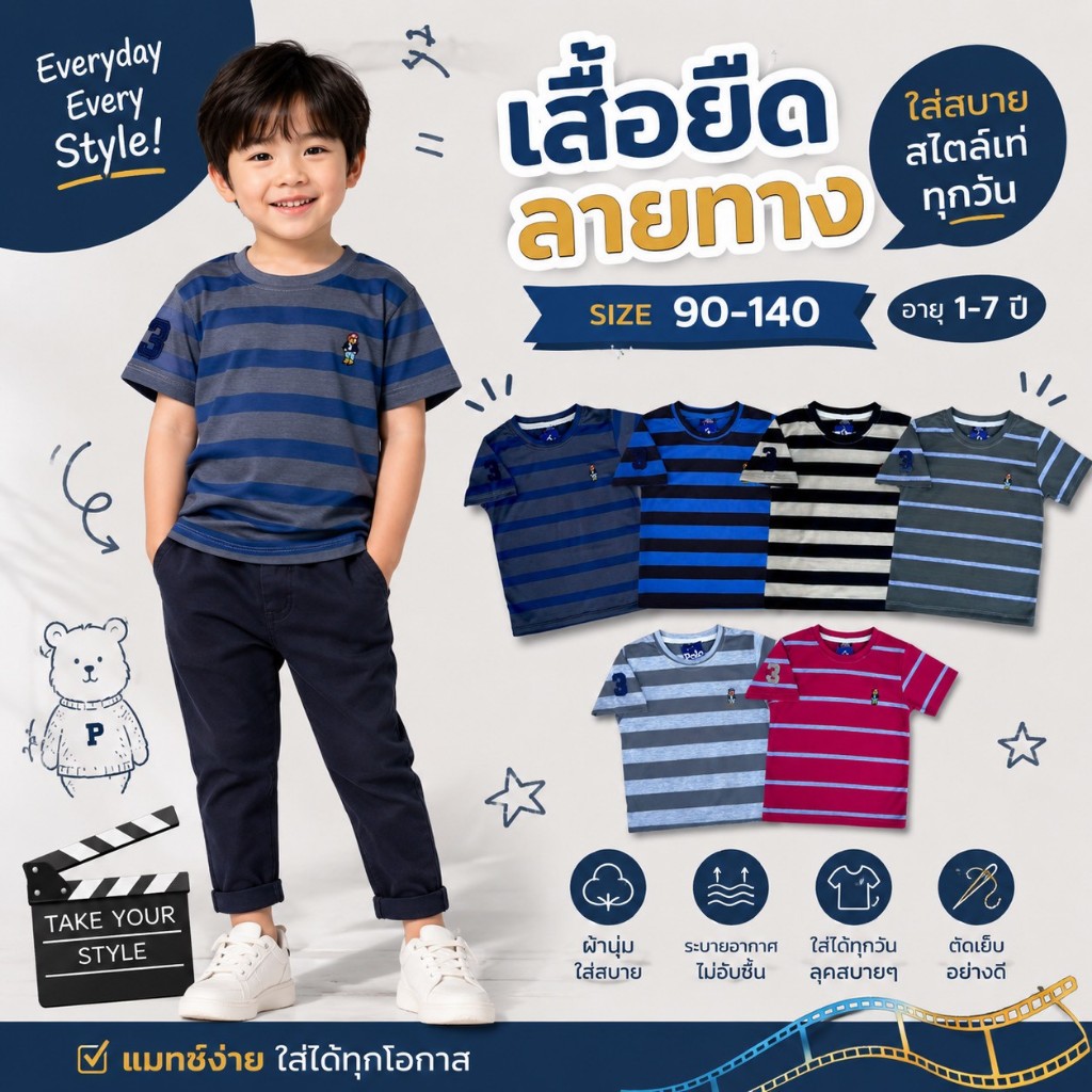 เสื้อคอกลมลายหมีใหญ่  งานปักแน่นๆ  ลายเก๋ ดูดี เหมาะสำหรับทุกวัย