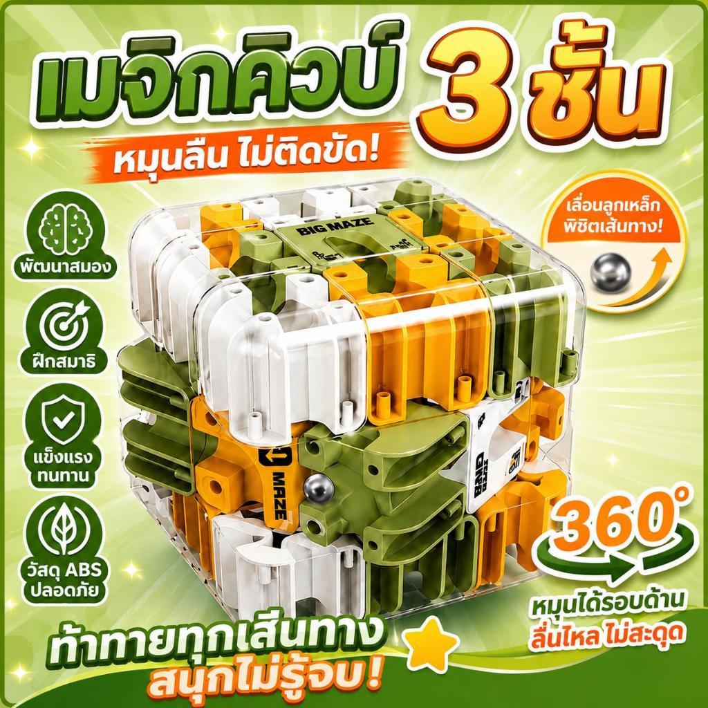 【พร้อมส่ง】3D Maze Magic Cube สำหรับพัฒนาสมอง ของเล่นปริศนาลูกบอลกลิ้ง 3 มิติ ของเล่นเสริมการเรียนรู้ ของเล่นพัฒนาสมอง เก