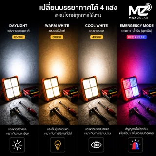 "ใหม่" MAX ZOLAR สปอตไลท์พกพา LED SOLAR WORKLIGHT 400W แสงปรับได้ สว่าง ทนทาน หลอดไฟโตชิบา Toshiba lighting