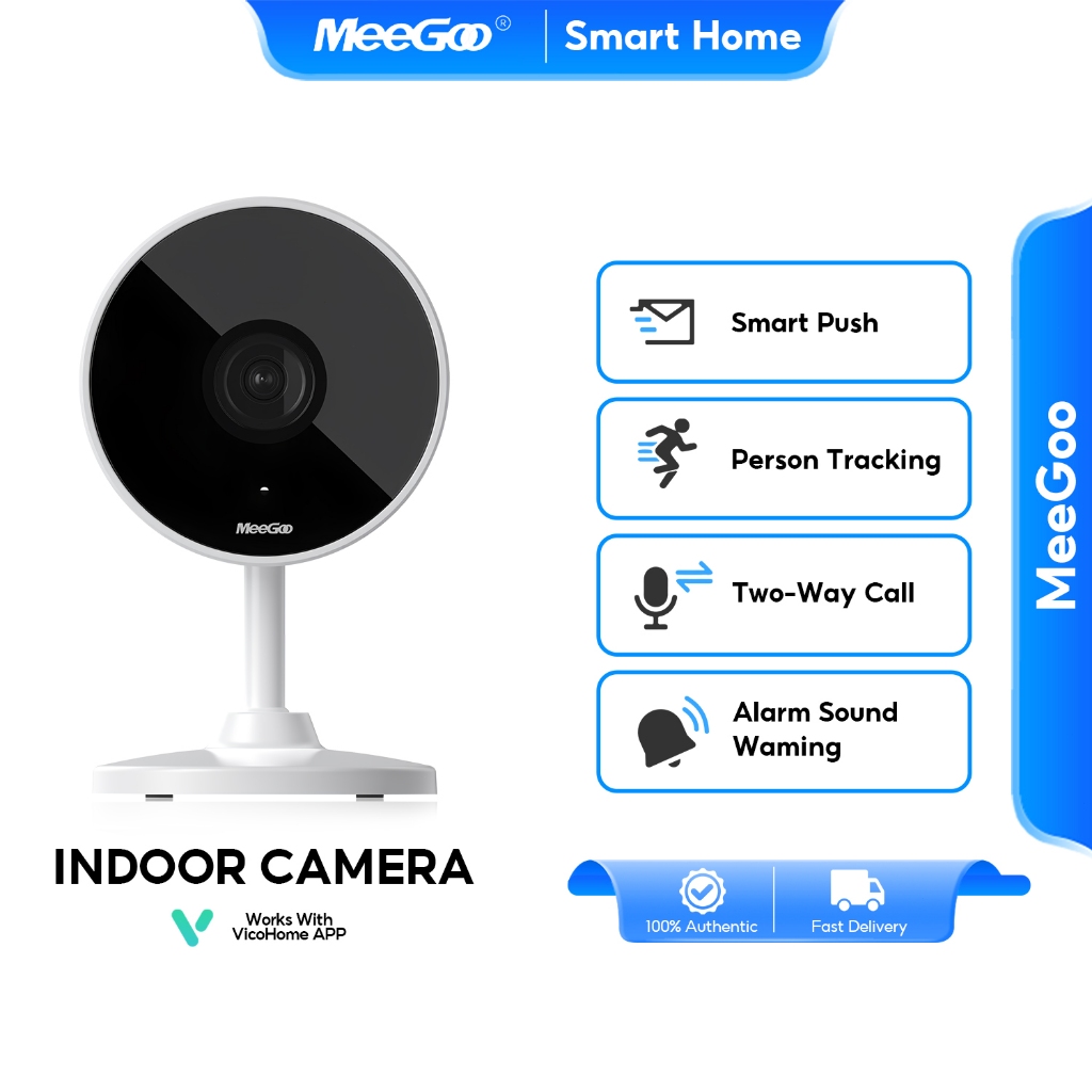 MeeGoo 3MP Wi-Fi Indoor Camera กล้องขนาดเล็ก กล้องในร่ม การมองเห็นกลางคืน HD เสียงสองทาง