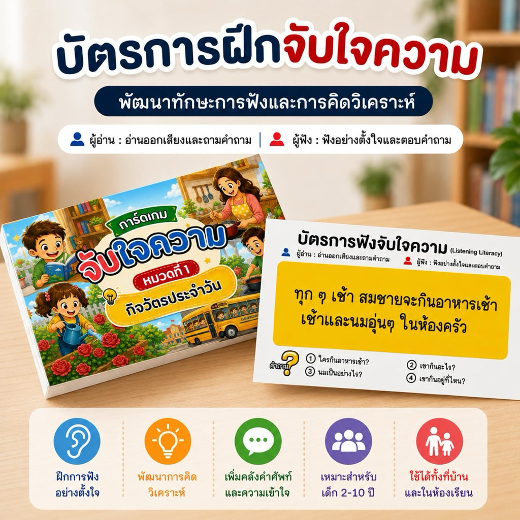 การ์ดเสริมพัฒนาการเด็ก (การฟัง การอ่าน) มีขายเป็นชุด