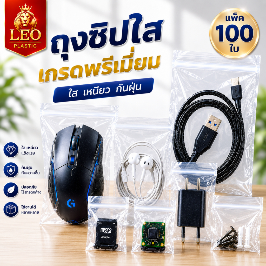 ถุงซิปใส PE ถุงซิปใส่น็อตได้ รุ่นหนา มีหลายขนาด เก็บอาหาร เครื่องดื่ม หมวกกันน็อค รองเท้า