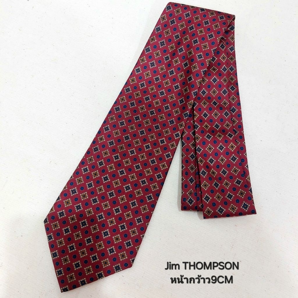 Necktie Jim THOMPSON แท้100% สีแดงเข้ม 100% SILK