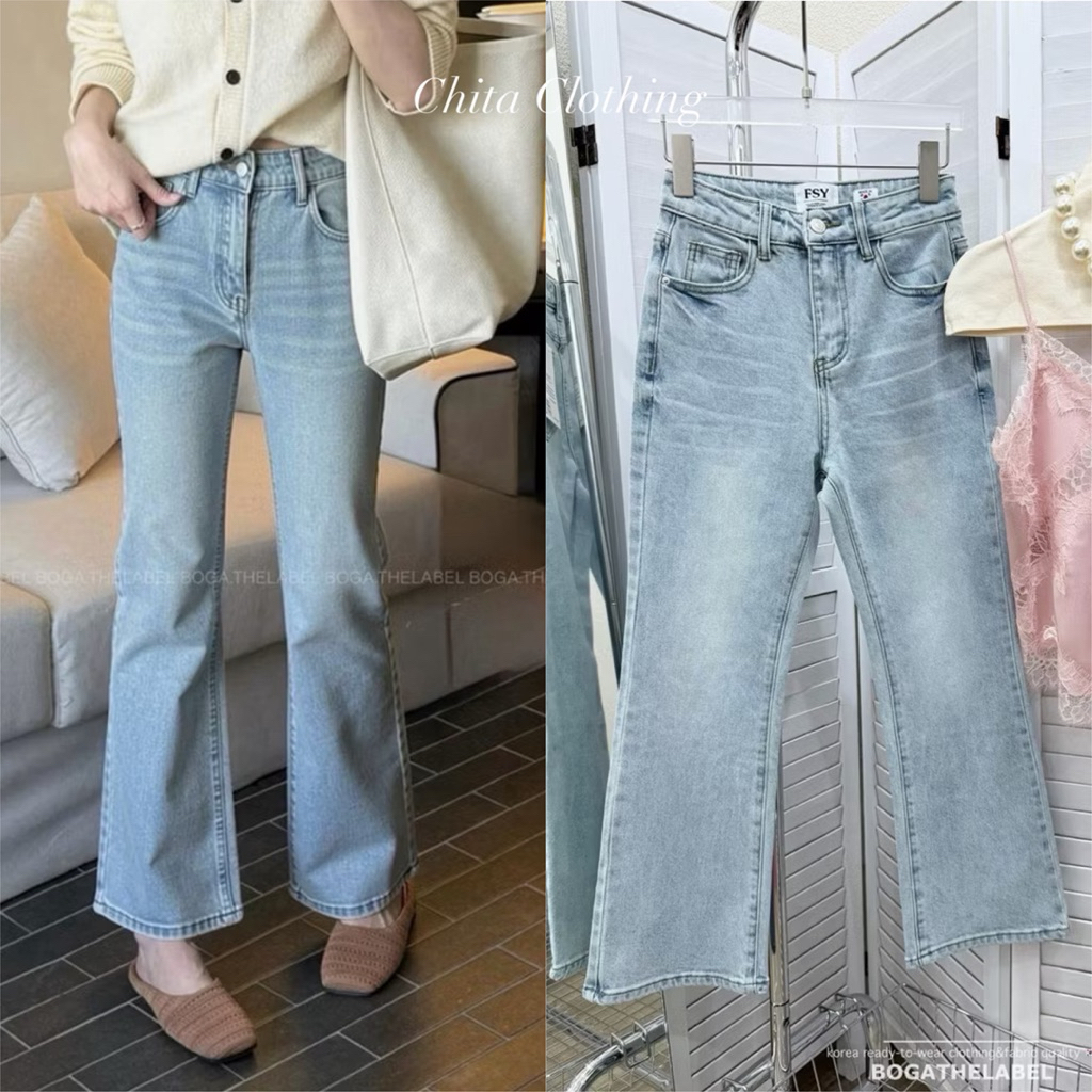 📍Pre S M📍11003🇰🇷FSY🇰🇷 Downtown bootcut jeans Everyday Jeans กางเกงทรงกึ่งขาม้า