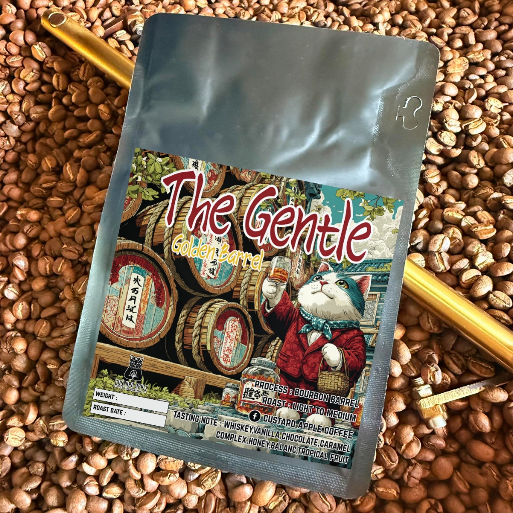 เมล็ดกาแฟคั่ว วิสกี้ The Gentle gold barrel (whiskey)