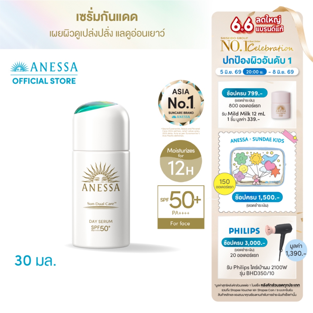 [พิเศษ 6.6 5(2ทุ่ม)-8 มิย 69] ANESSA อเนสซ่า เดย์ เซรั่ม เอ็น เอสพีเอฟ 50+ พีเอ++++ 30 มล.
