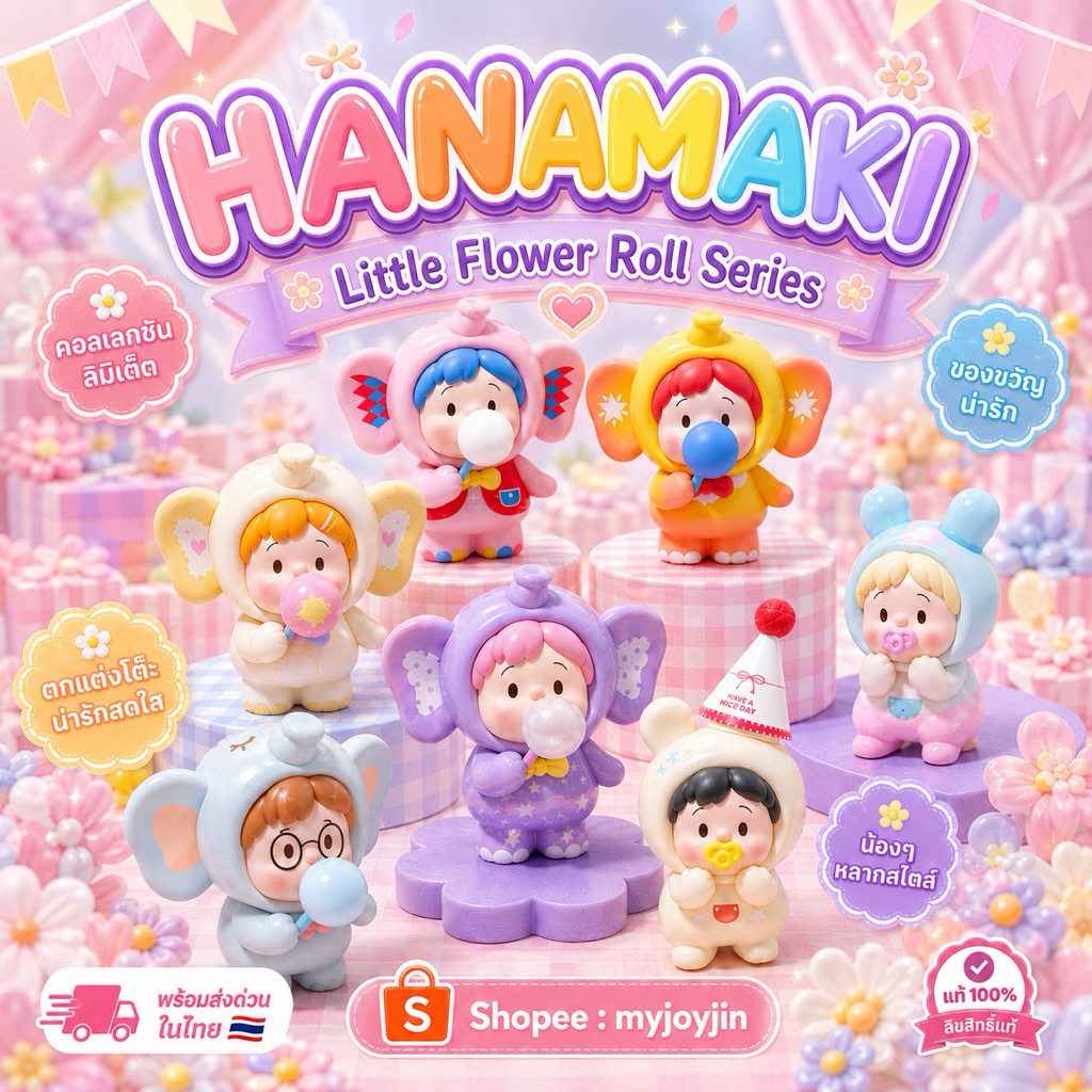 ❌ห้ามกดขายหมดแล้ว❌ ( 🐘⭐️ ; พร้อมส่งด่วนในไทย ) HANAMAKI Little Flower Roll Series