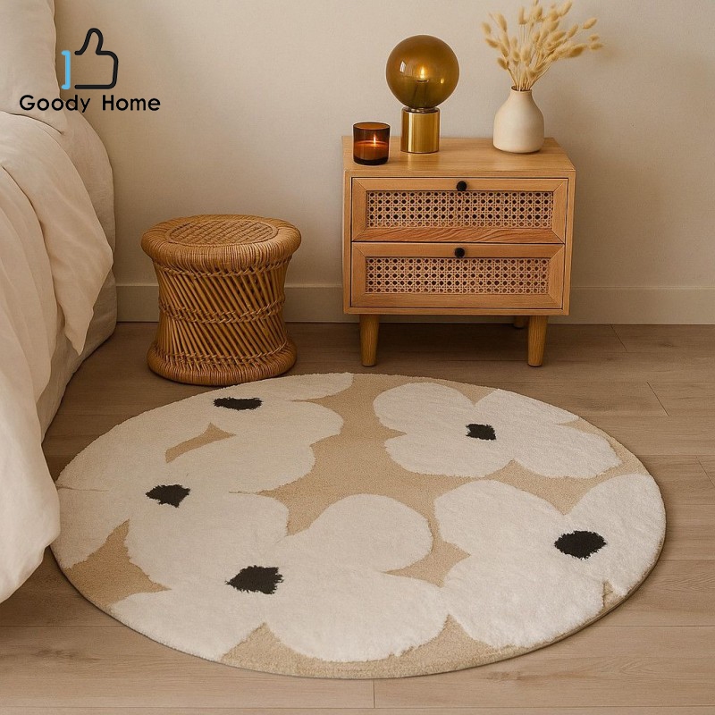Goody Home พรมเช็ดเท้า พรมปูพื้นทรงกลม หนานุ่มมีกันลื่น สำหรับ ห้องนั่งเล่น ห้องนอน ข้างเตียง
