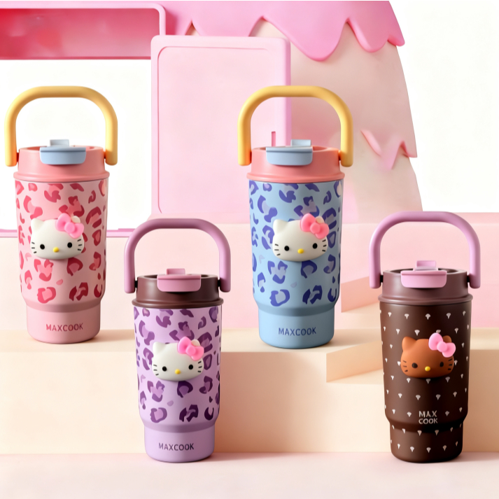 แก้วน้ำเก็บความร้อน-เย็น 480ml สองช่อง สไตล์เกาหลี พร้อมฝาเซรามิก หูหิ้ว