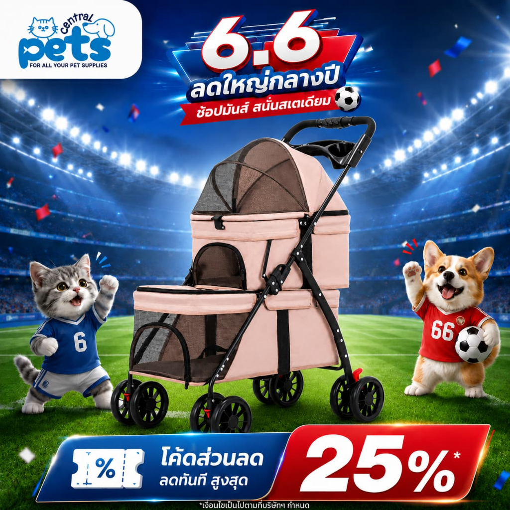 【24h shipping】COD รถเข็นสัตว์เลี้ยง 2ชั้น พับได้ ระบายอากาศดี เบรกคู่แน่นหนา พกพาง่าย สำหรับสุนัขแมว
