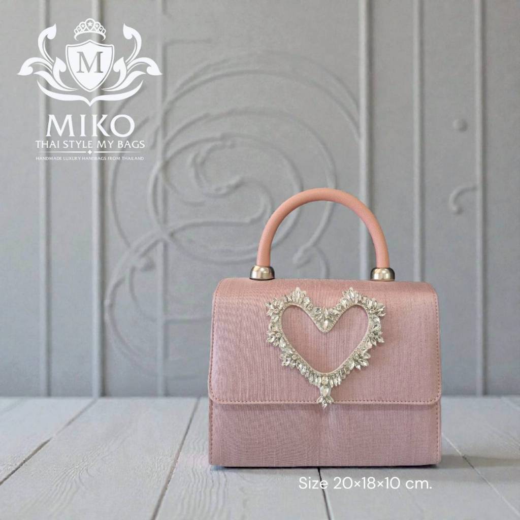 Miko กระเป๋าผ้าไทย หัวใจเพชร