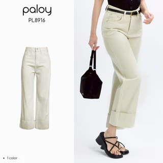 [Best Seller] Paloy - PL8916 กางเกงยีนส์ขากระบอกกลาง ปลายขาพับ