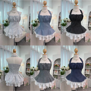 🎀Faye Bow Top🎀เสื้อสายเดี่ยวผูกคอทรงเข้ารูป ลายจุด (polka dot)สาวอวบใส่ได้อกถึง 42