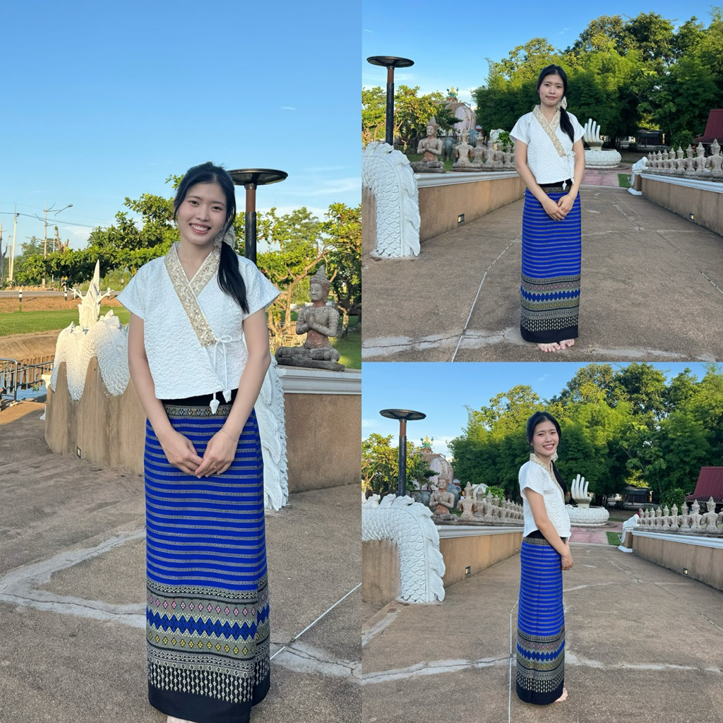 ผ้าถุงเย็บอัดกาวสำเร็จผ้าฝ้ายทอเครื่องล้านนาผ้าถุงติดตะขอแ รูปที่ 7