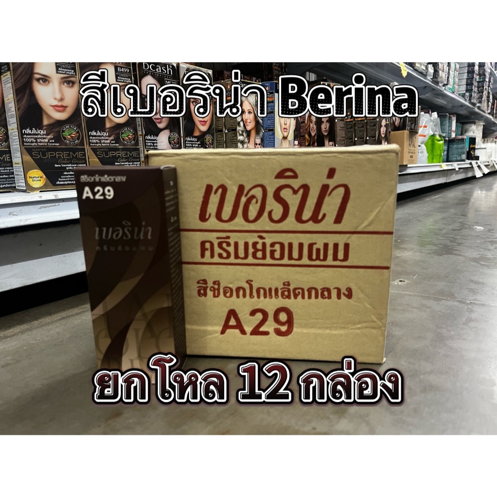 **ยกโหล 12 กล่อง** Berina Hair Color เบอริน่า สีย้อมผม สีผมเบอริน่า **A29 สีช็อกโกแล็ตกลาง**