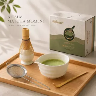 [Chawan matcha set bowl] ชุดชงมัทฉะ 5 ชิ้น ถ้วยมัทฉะญี่ปุ่นแท้ งานคราฟต์เซรามิก กล่องของขวัญสุดหรู