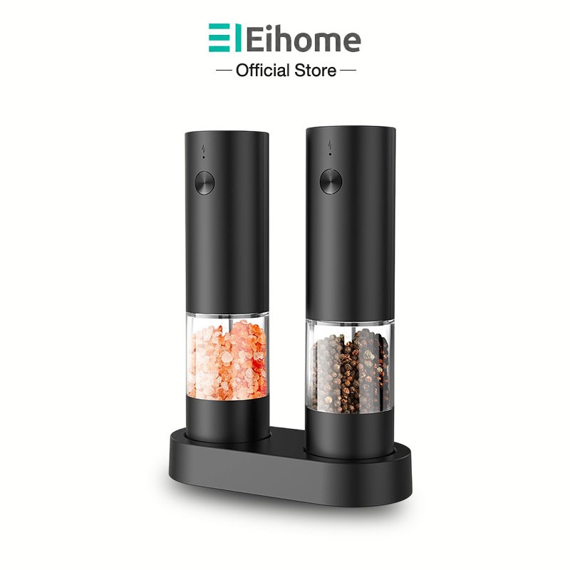 Eihome เครื่องบดพริกไทยไฟฟ้า ปรับได้ เกรดอาหาร  ที่บดพริกไทย Type C ชาร์จไฟได้ ขวดบดพริกไทย