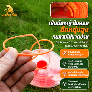 MUSCLE COW เอ็นตัดหญ้า 2.4-4.0 มิล 15m เหนียวแน่นทนทาน ไม่หักง่าย ใช้กับเครื่องตัดหญ้า 100%แท้